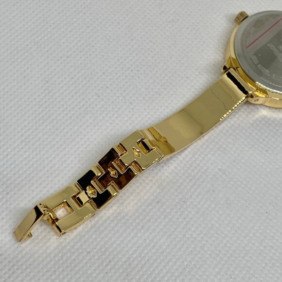 Women gold black tone watch quartz analog 32mm round  case link running - Picture 8 of 8